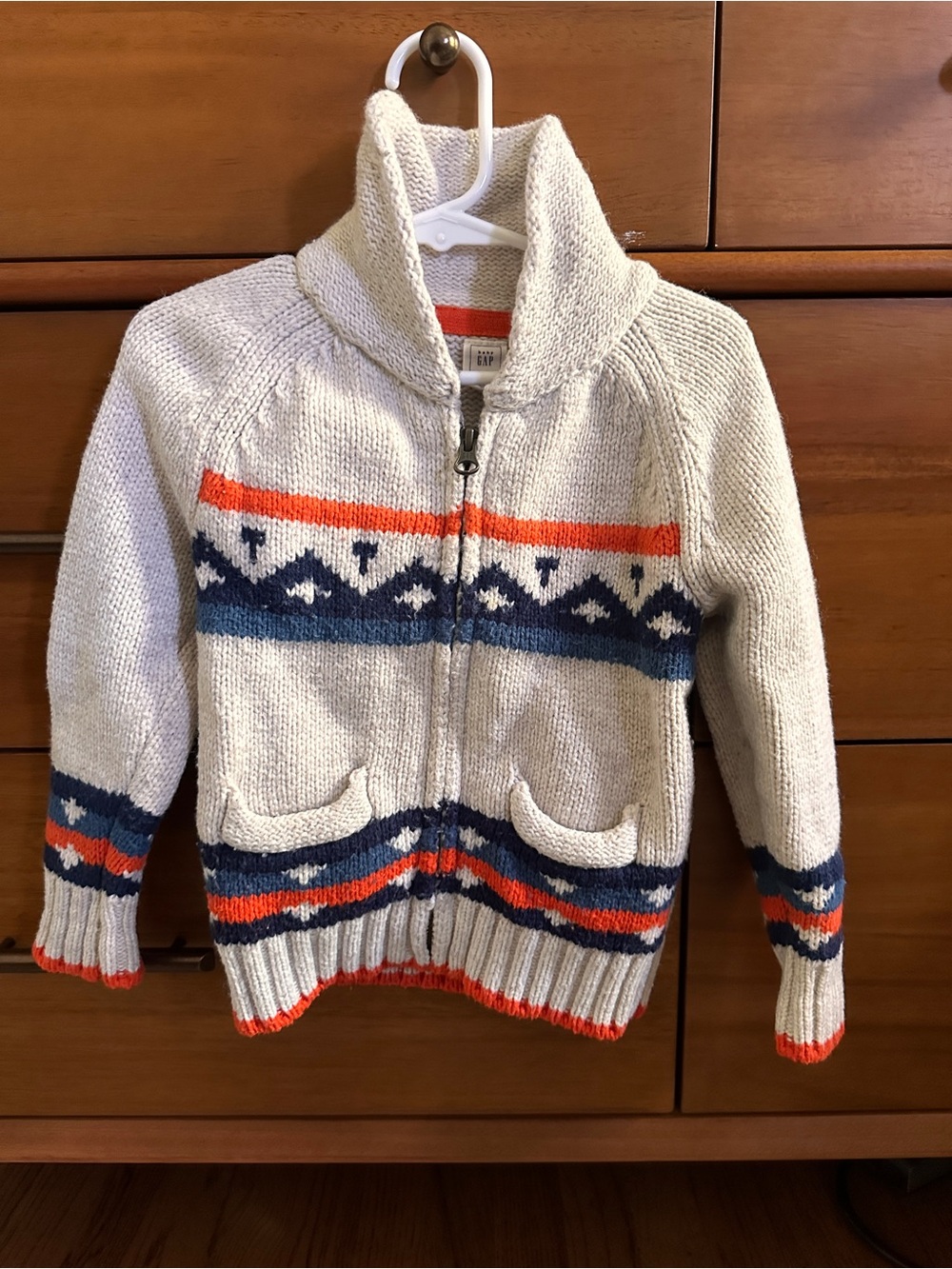 Baby GAP Apres Ski Sweater with Navy & Orange, 18-24 mos